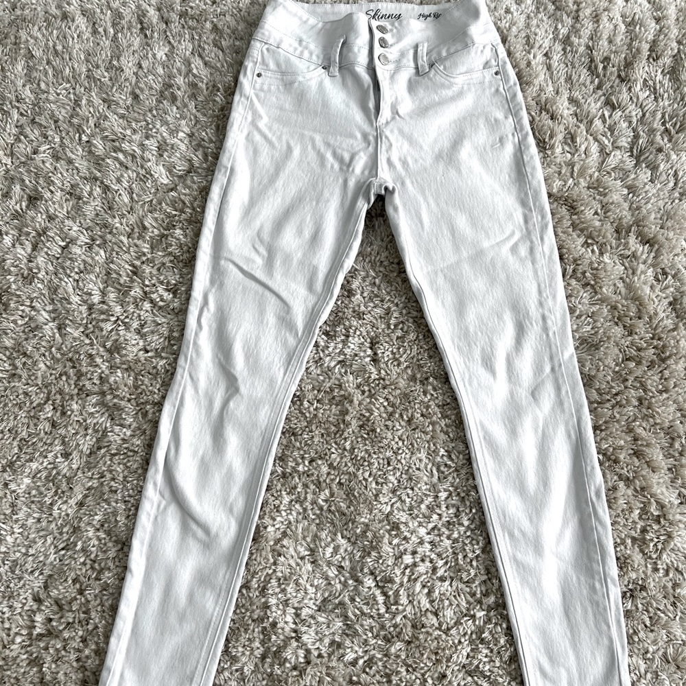 White High Rise Skinny Jeans